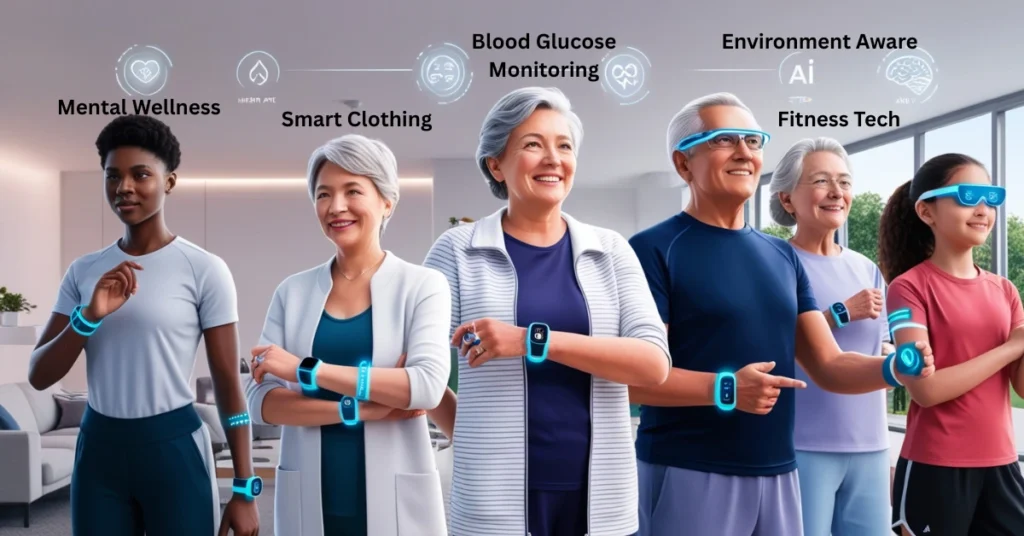 People using wearable fitness tech in daily life