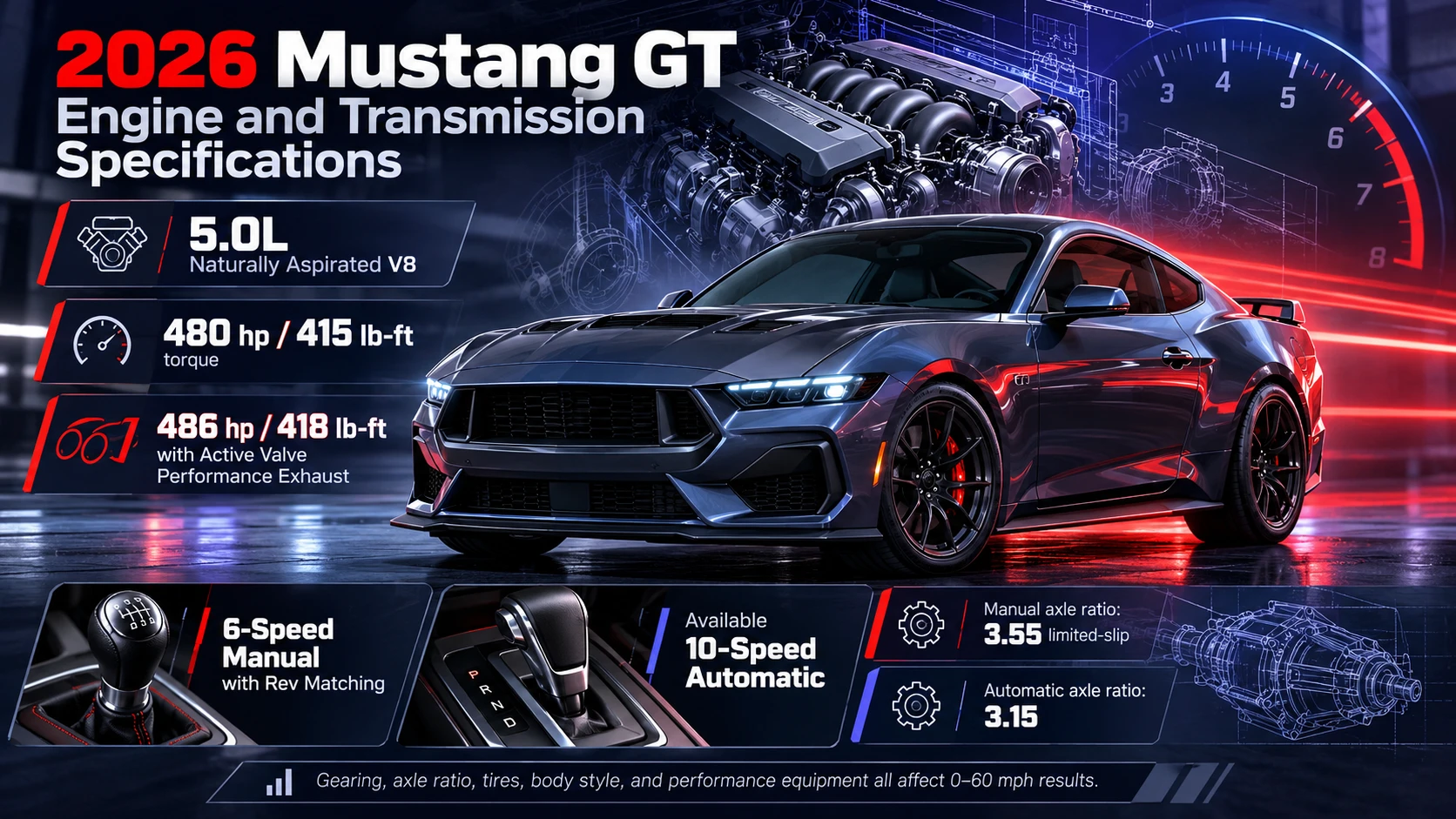 2026 Mustang GT Engine And Transmission Specifications