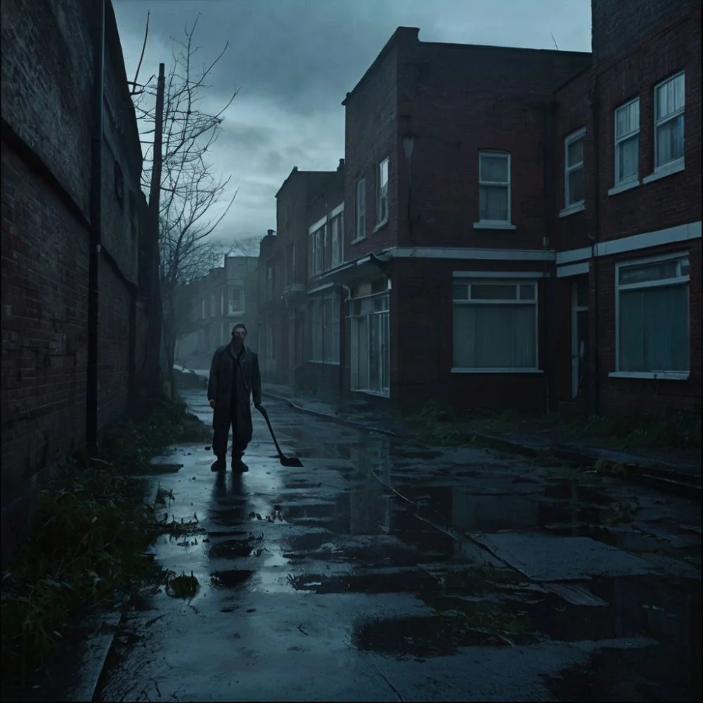 A lone survivor walks through a foggy, abandoned city in 28 Years Later (2025).