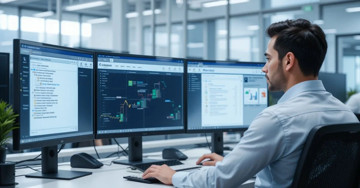 IT professional using ADMT (Active Directory Migration Tool) during a domain migration process
