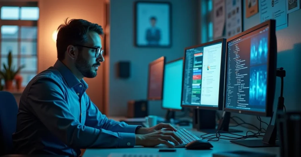 AI-generated job ad image with a backward computer screen, representing Microsoft's controversial hiring post for Xbox.