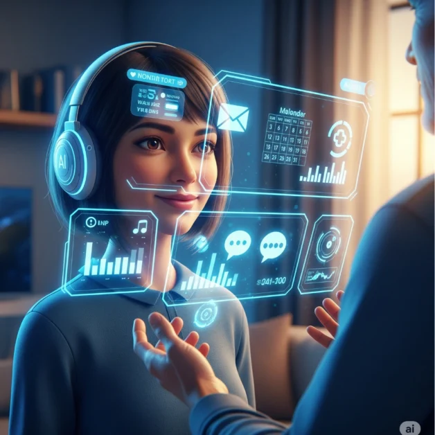 AI assistant showing smart tools in a modern workspace