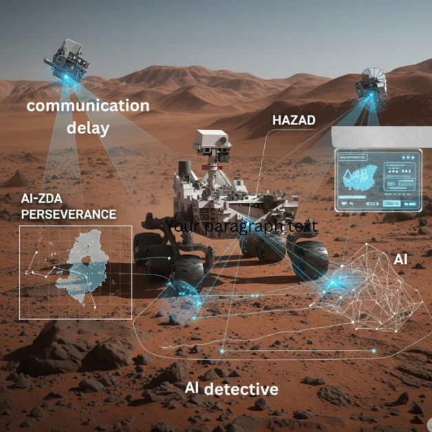 Autonomous Perseverance rover scanning Martian path