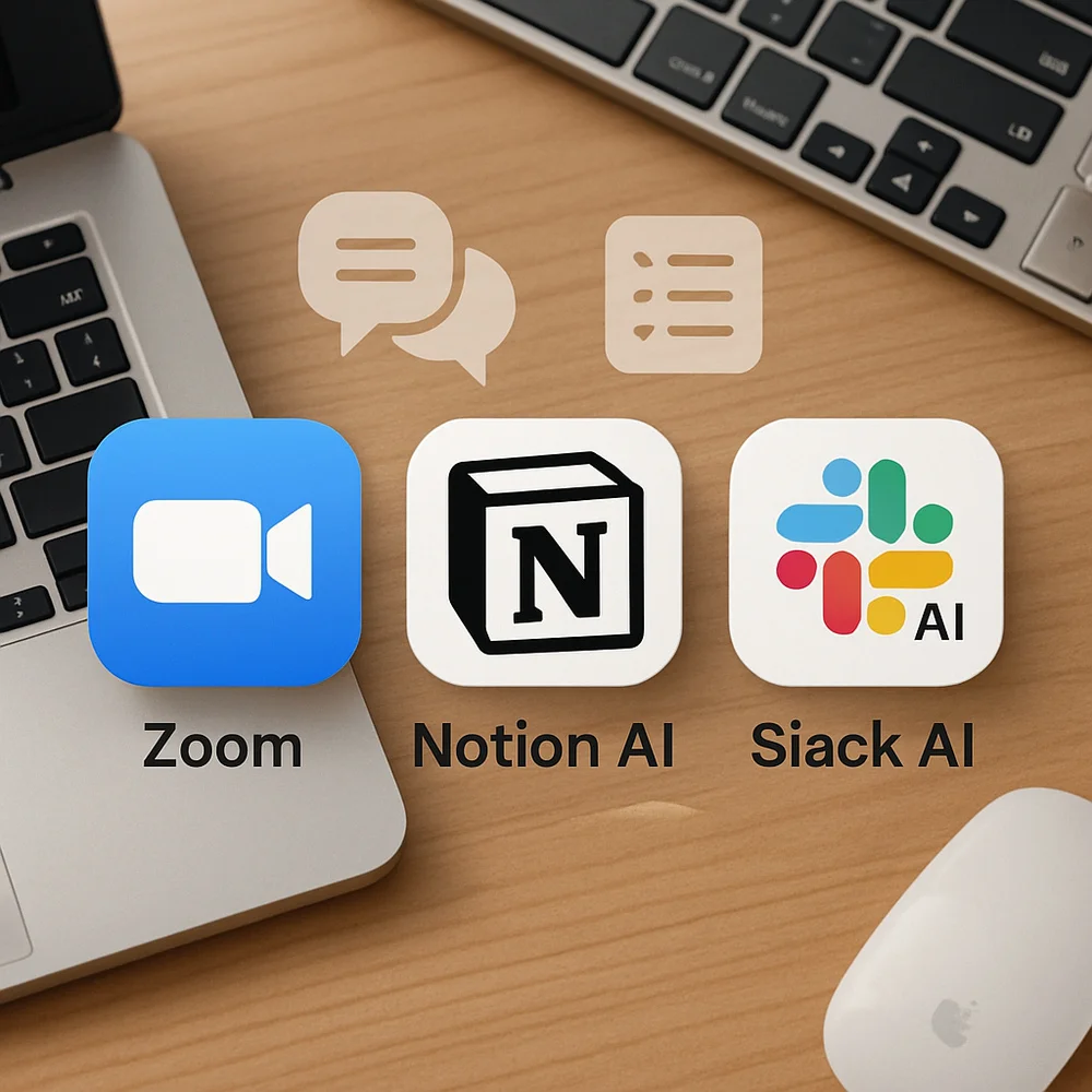 AI tools icons for remote teamwork