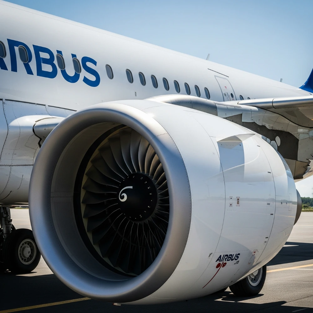 Close-up of Airbus A319neo’s advanced LEAP engine system 