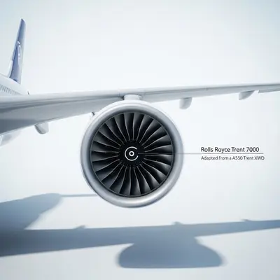 A330neo Rolls Royce Trent 7000 engine close-up