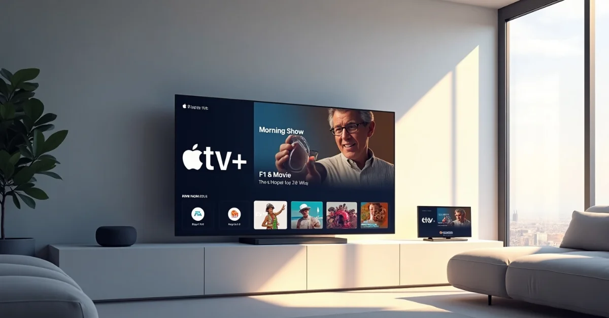 Apple TV 4K streaming interface in modern living room