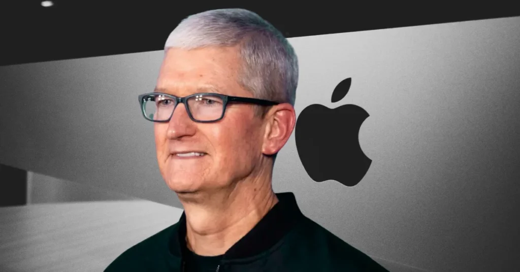 Tim Cook with apple logo