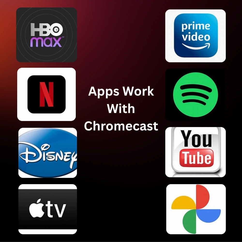 image shows the icon of all app which work with chromecast
