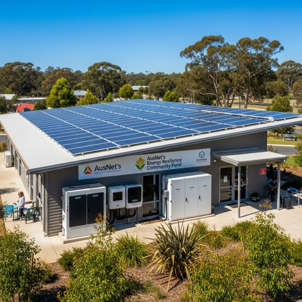 Millgrove community building with AusNet-funded solar panels and battery storage.