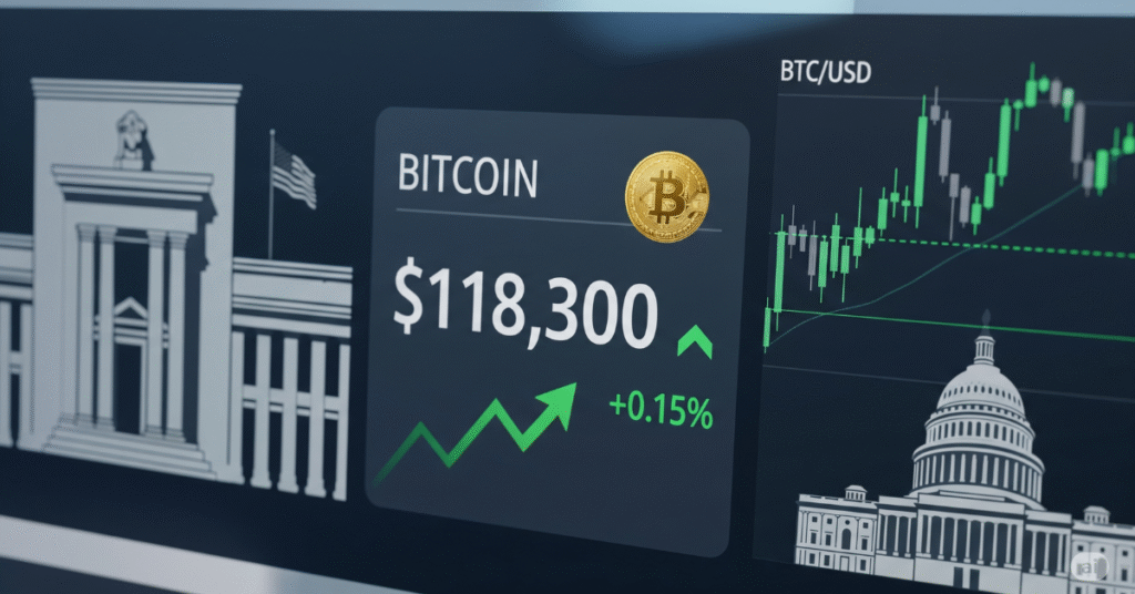 Bitcoin price chart with US Fed news symbols
