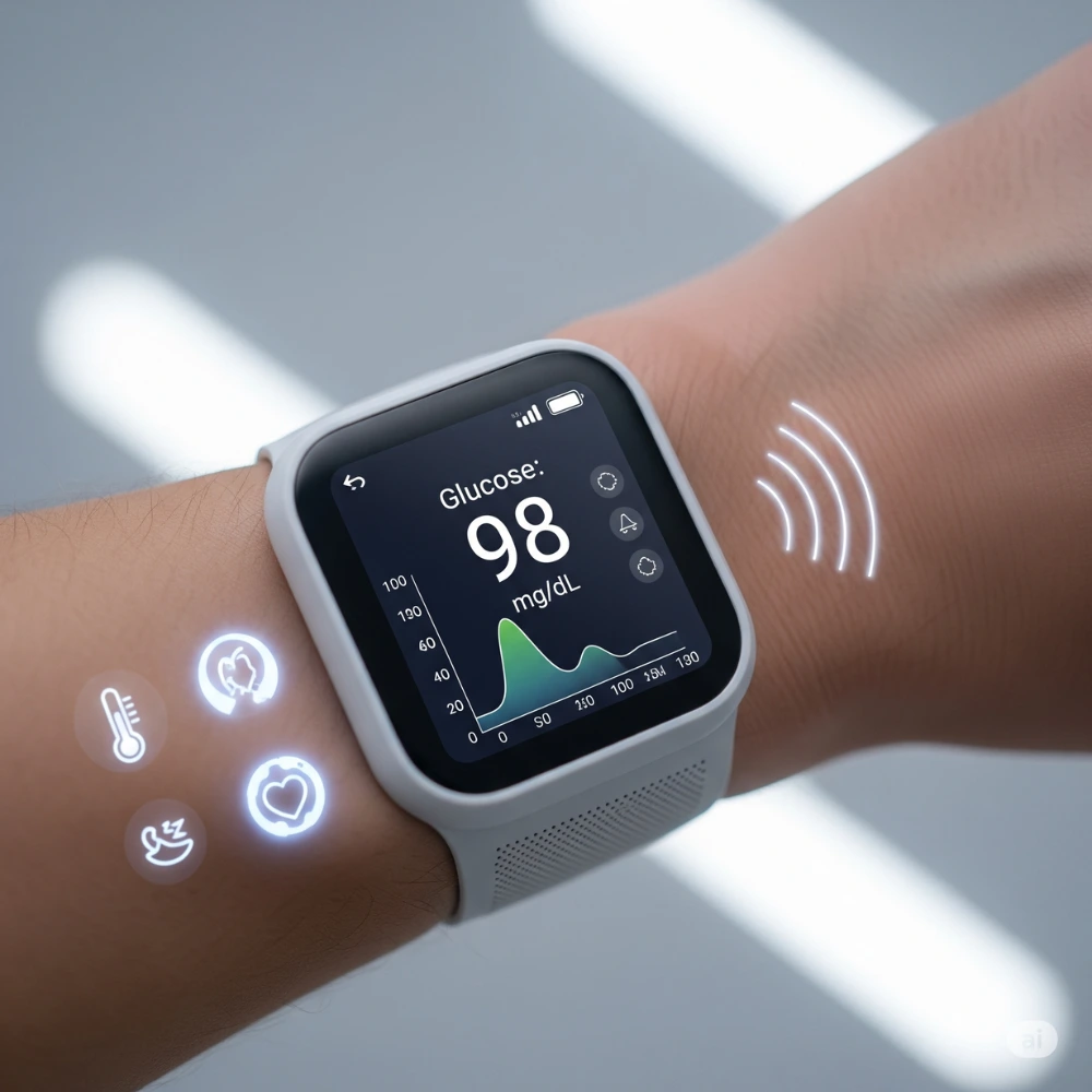 Blood glucose reading on fitness device screen