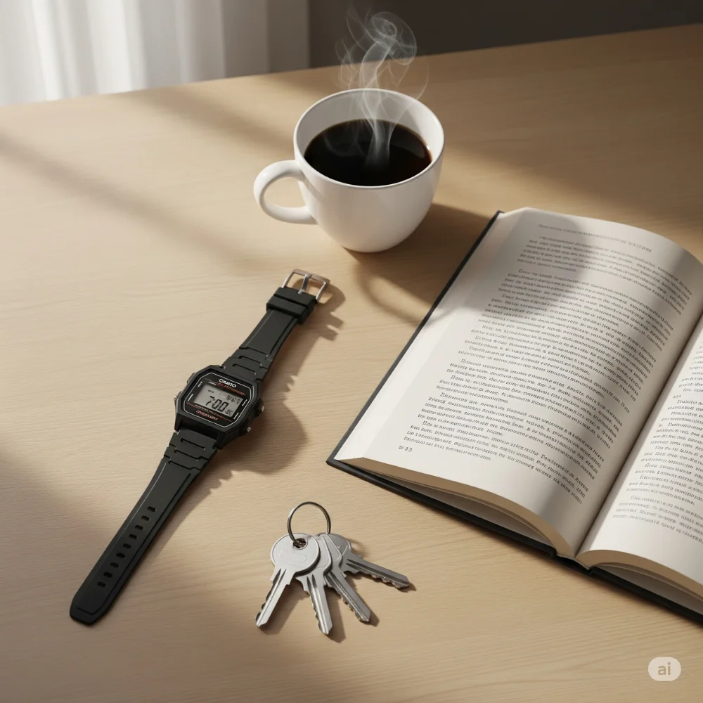 Casio Standard watch with daily essentials