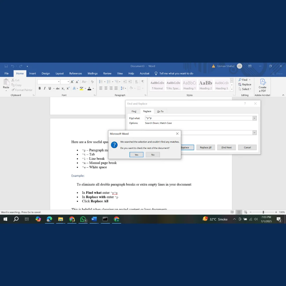 Cursor clicking on 'Replace All' button in the Find and Replace tool. 