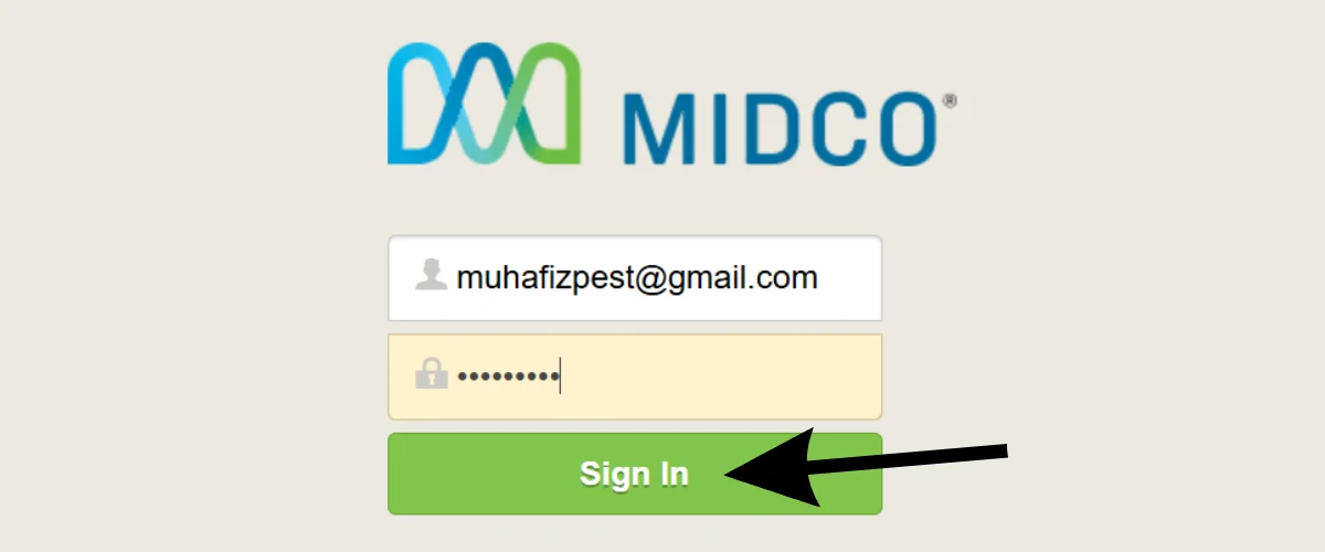 Click Sign In button on the Midco Webmail login page.
