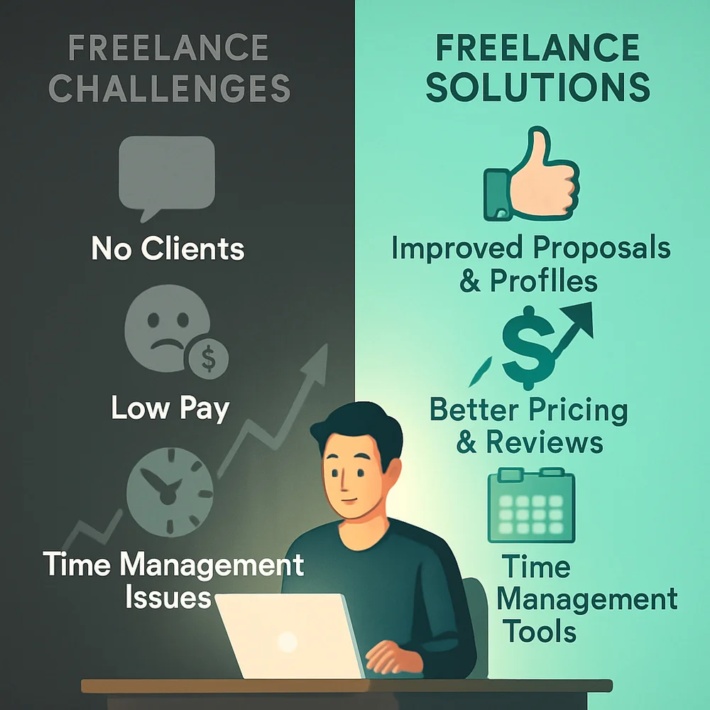 Freelance problems and growth visual contrast
