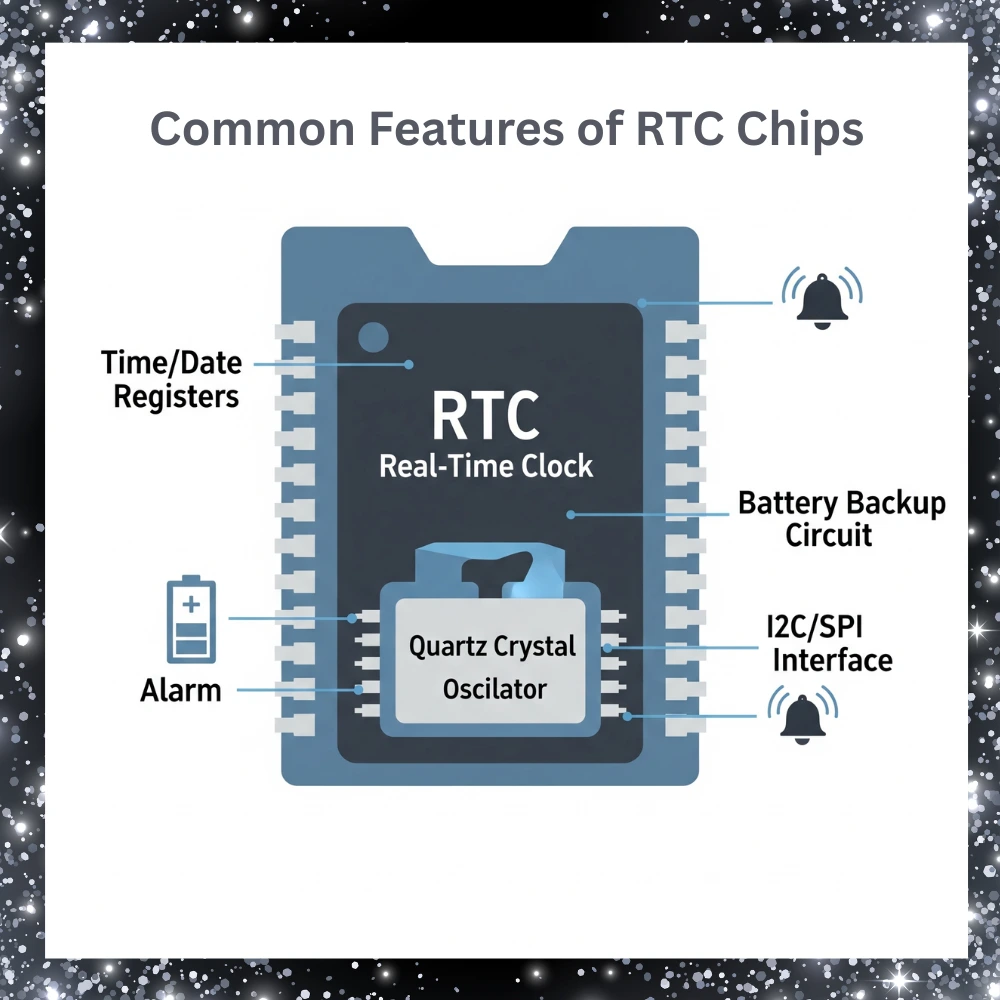 Labeled RTC chip showing key built-in features
