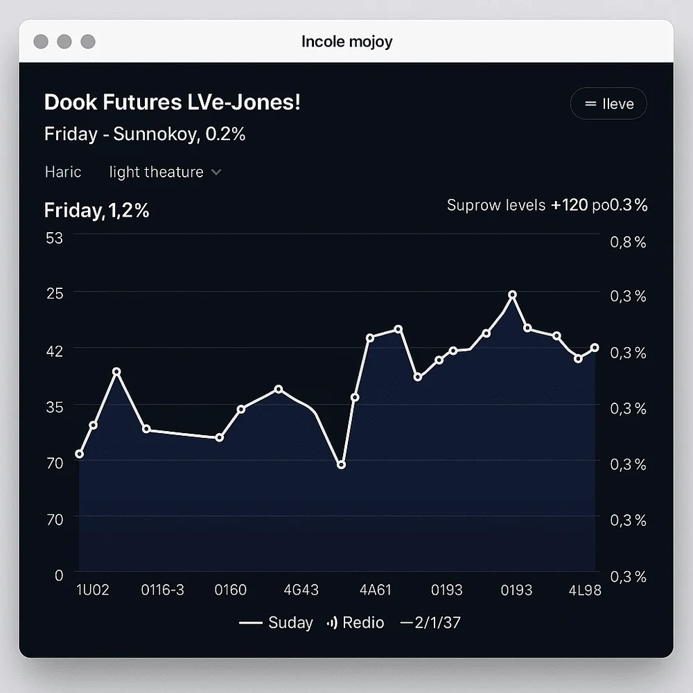 A financial chart tracking "Dook Futures LVe-Jones!" with fluctuating data points and corrected labels.
