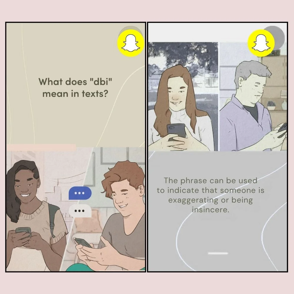 Chat screen showing DBI meaning on Snapchat in a playful conversation