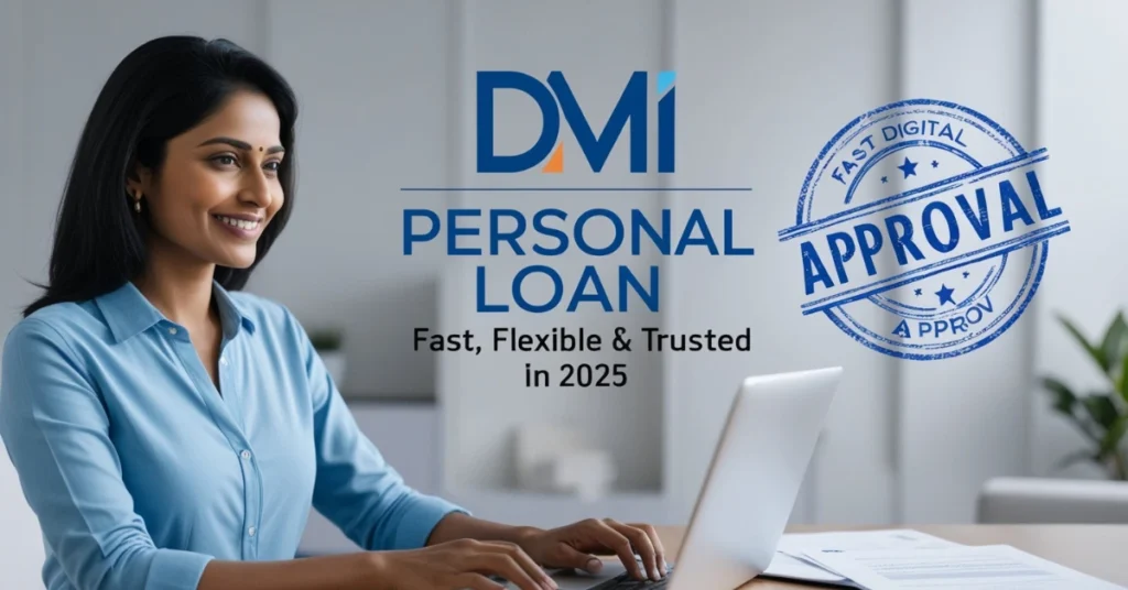 Person applying for DMI personal loan online using a laptop, representing fast approval and digital convenience in 2025