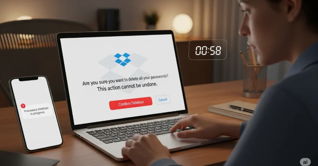 Dropbox password warning with countdown timer