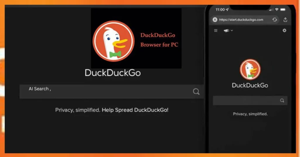DuckDuckGo browser on PC and mobile with AI search bar