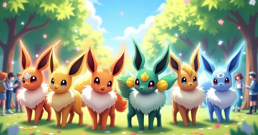 Eevee evolutions in a park