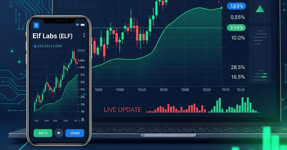 Visual support for a financial blog tracking Elf Labs stock