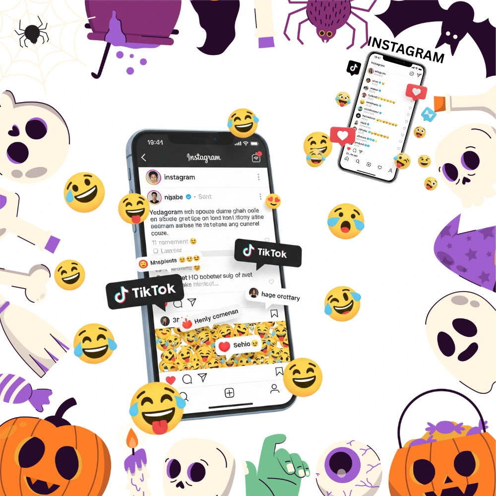 Funny emojis in social media captions and comments