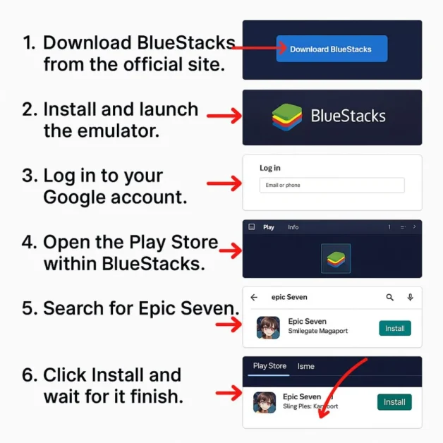 Epic Seven PC install guide using BlueStacks with screenshots.