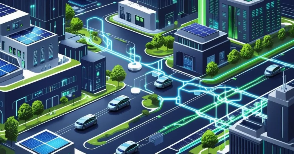Smart city with connected buildings, electric vehicles, and energy systems powered by Eternett technology