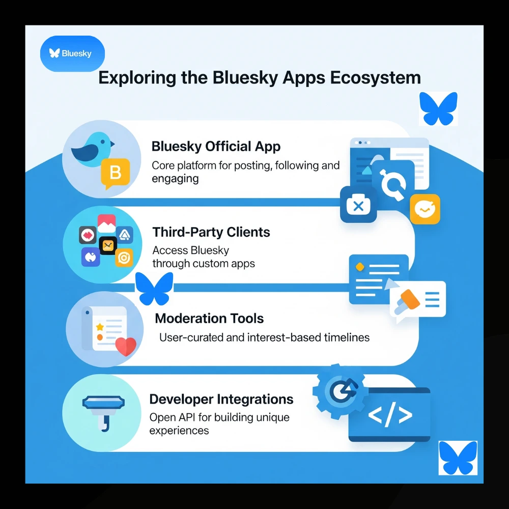 Infographic showing Bluesky apps ecosystem in 2025