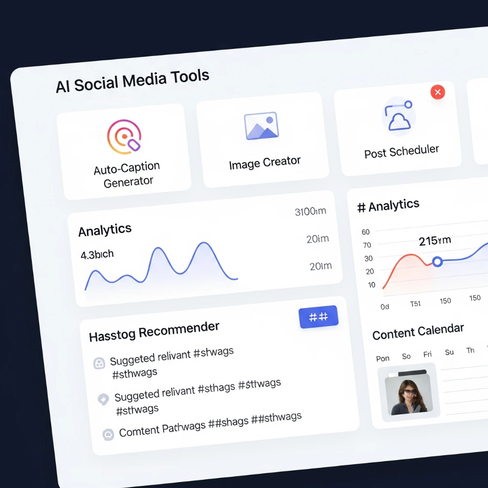 Dashboard showing AI social media tool key features