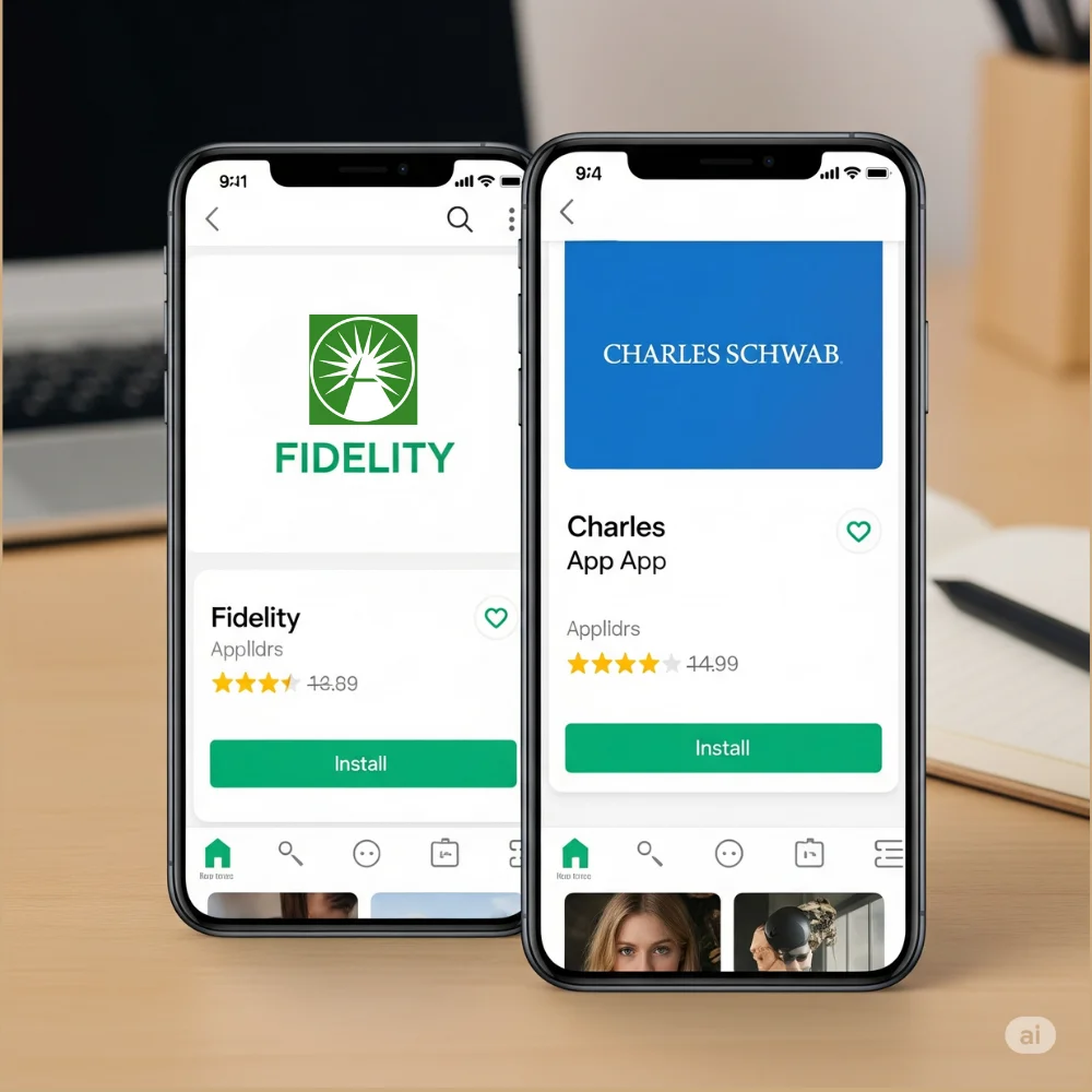 Fidelity & Schwab logos on Play Store