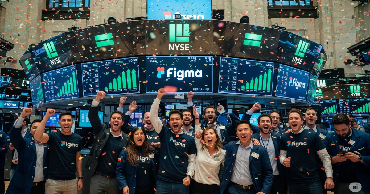Figma team celebrates IPO on NYSE trading floor