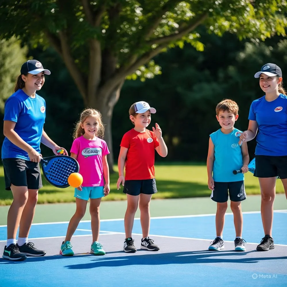 Young players being coached by NLPadel staff in paddle sports