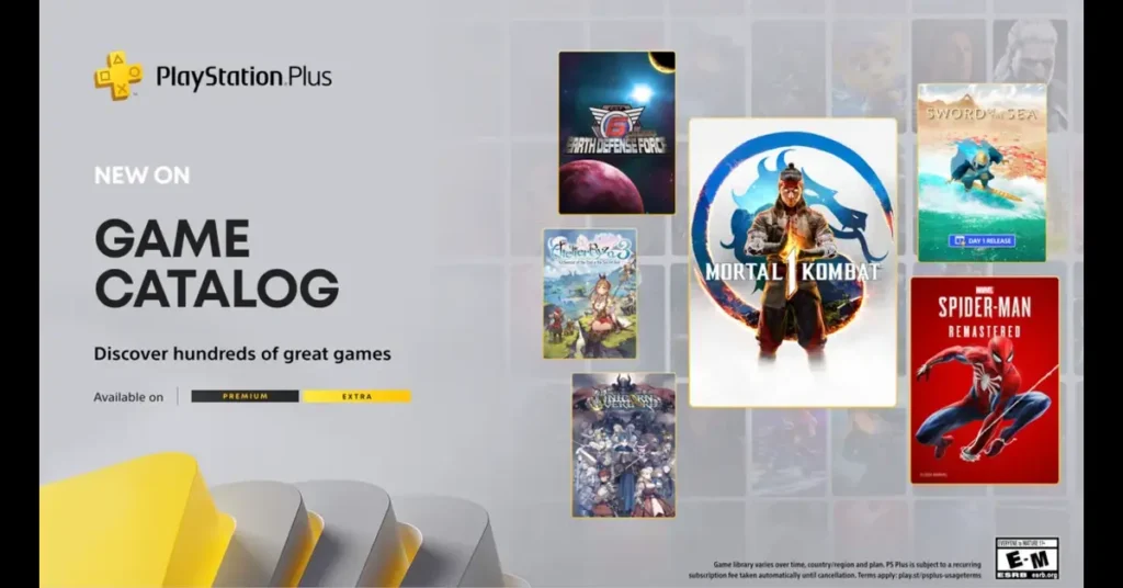 Giochi Gratis PS Plus August 2025 featuring Mortal Kombat 1, Spider-Man, Lies of P, and more.