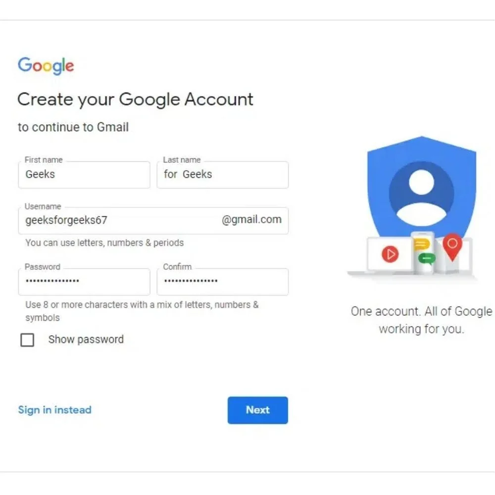 image of Gmail Account Setup.