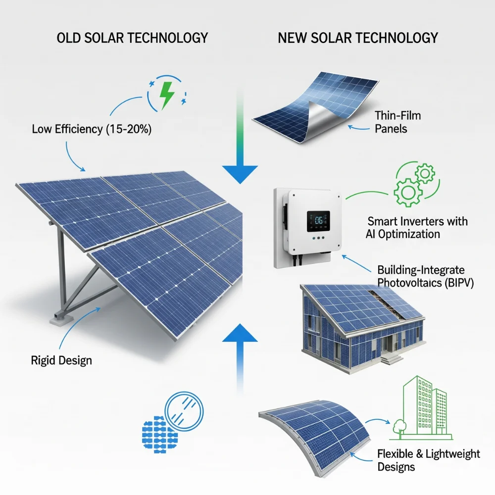Old vs. new solar panel tech comparison chart