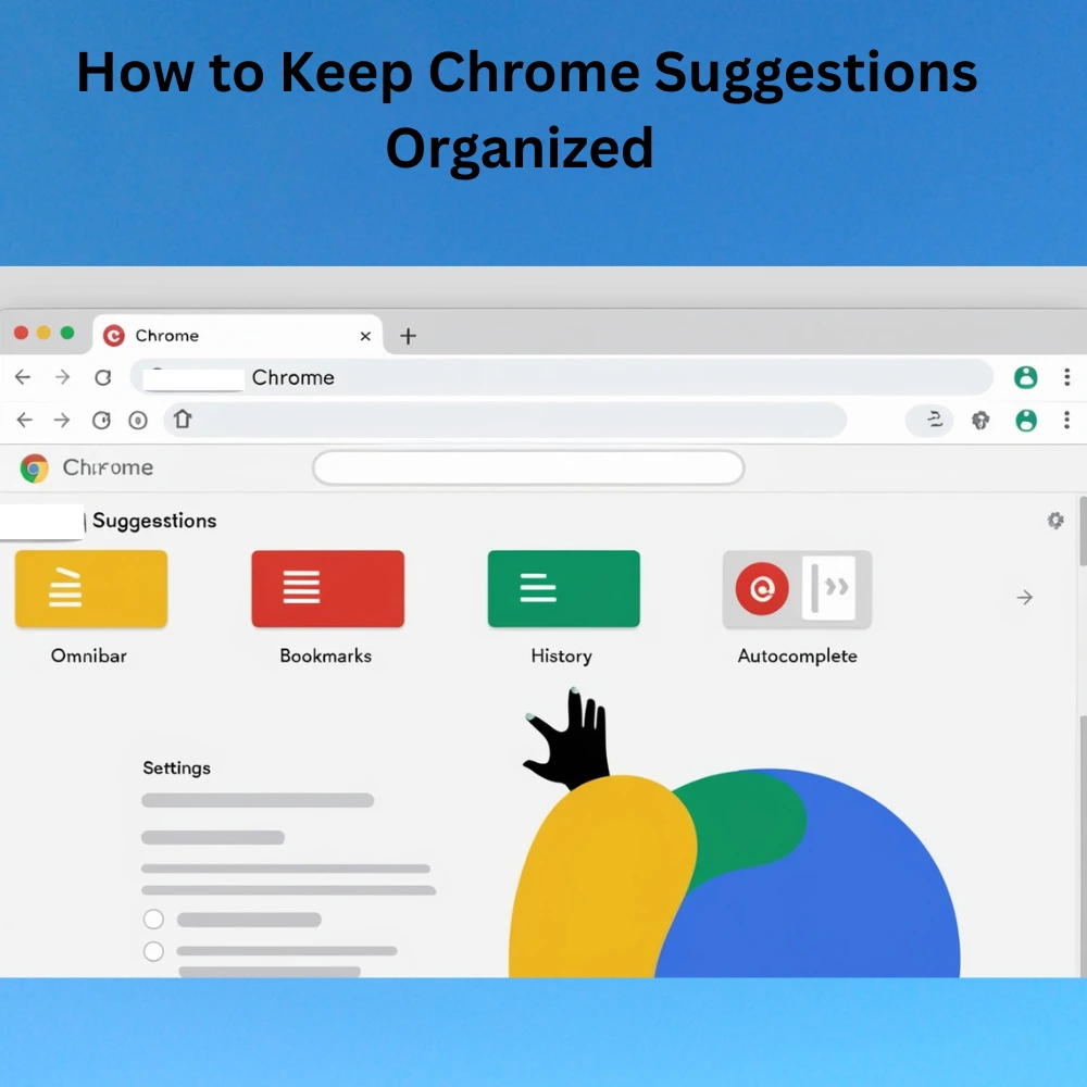 Clean Chrome browser interface with a tidy Omnibar and a user adjusting settings for bookmarks, history, and autocomplete suggestions.