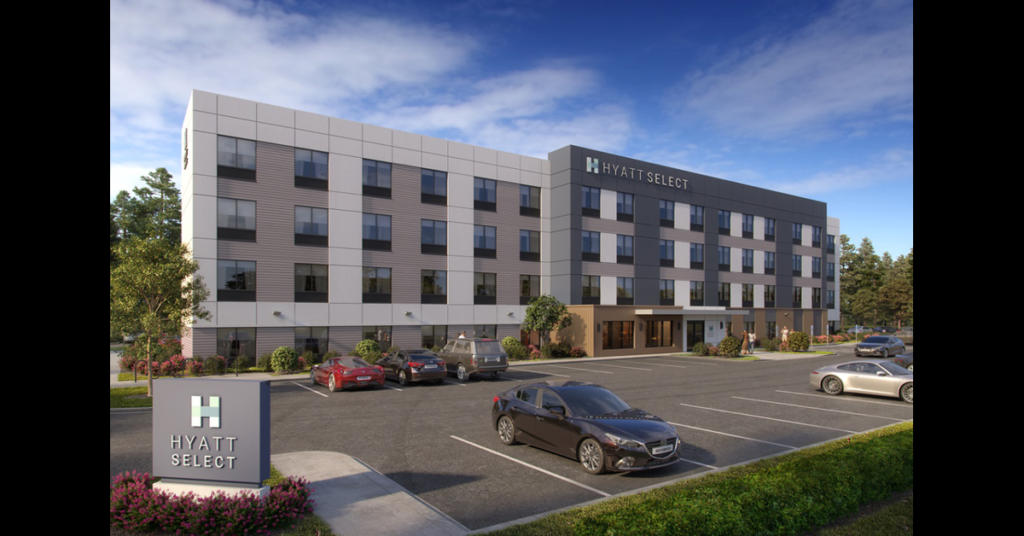 Hyatt Studios hotel rendering in Texas, symbolizing brand expansion and investment in midscale extended-stay properties.