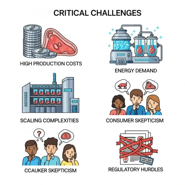 Six challenges of lab-grown meat tech with clear visuals