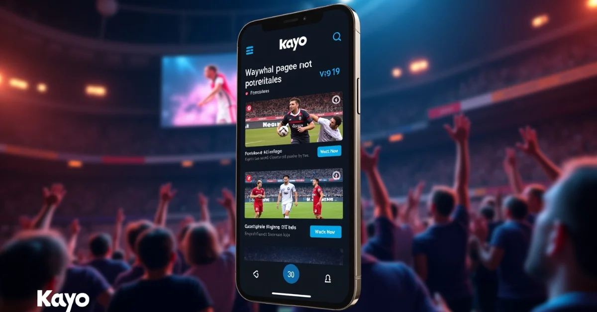 Kayo app on phone in stadium