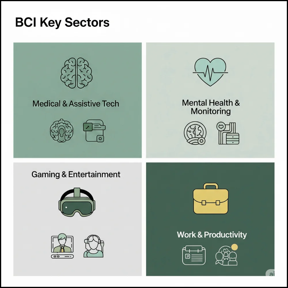 Infographic showing 4 key BCI startup areas