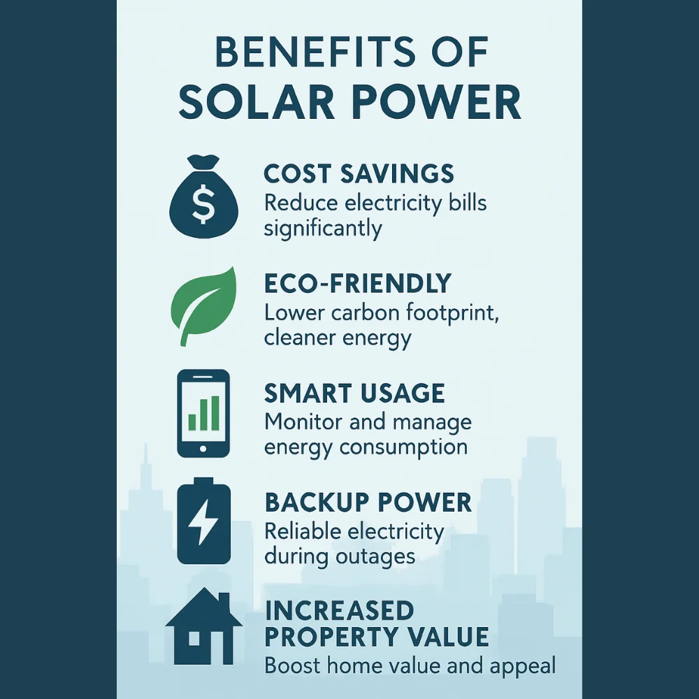 Infographic showing top 5 urban solar benefits