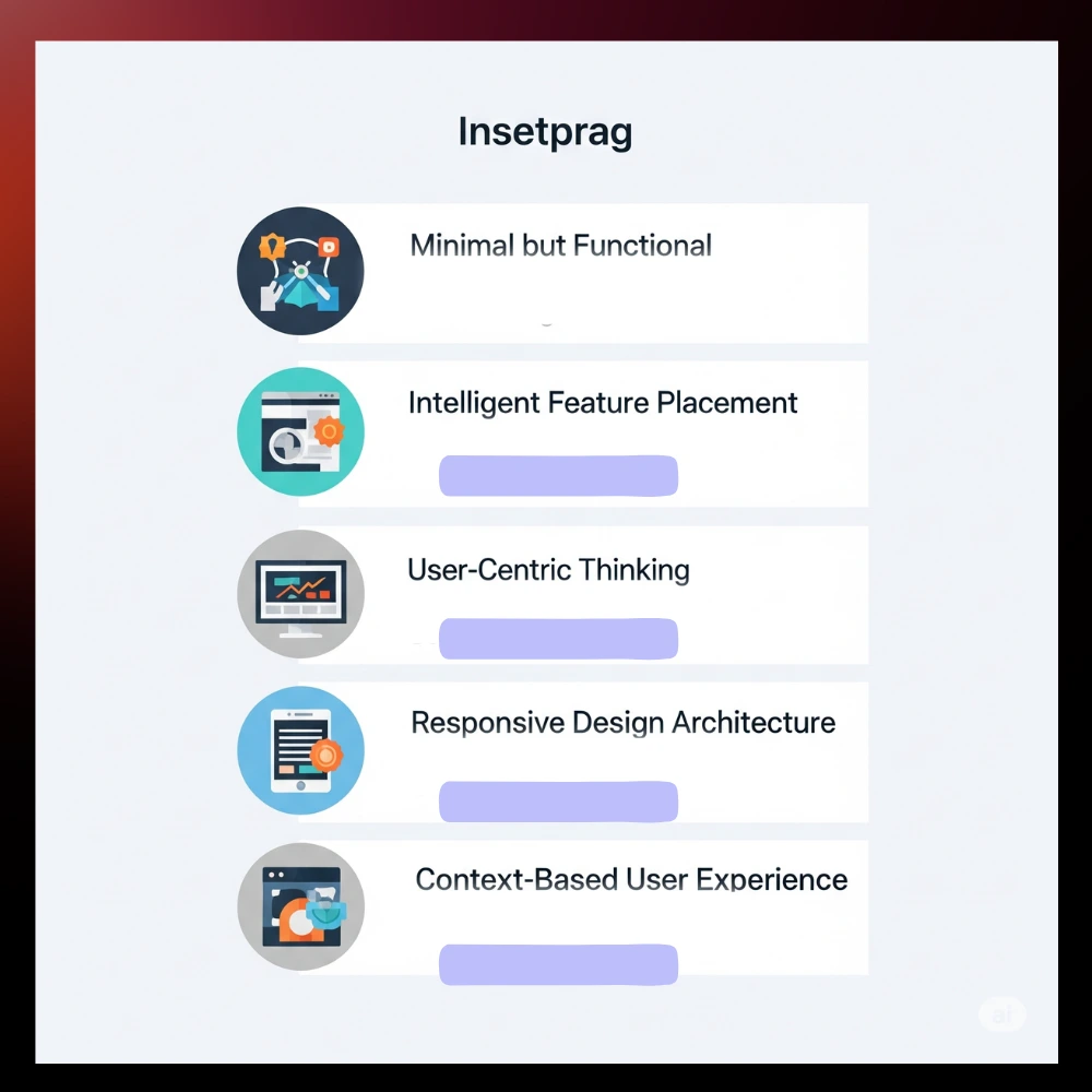 Infographic showing key features of Insetprag in UX design