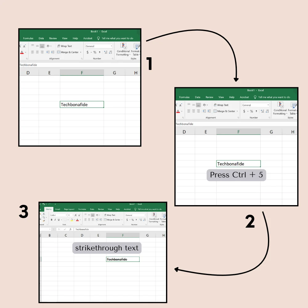 strikethrough text in Excel by using a simple keyboard shortcut