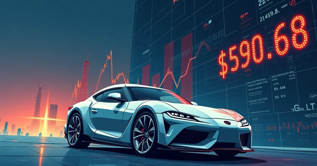 Lear Corp stock hits $590.68 with city backdrop and sports car, stake up 68% by Grimes & Company.