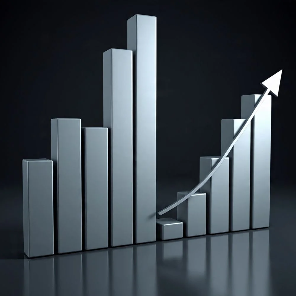 Graph showing the increasing market demand and popularity of etched stock