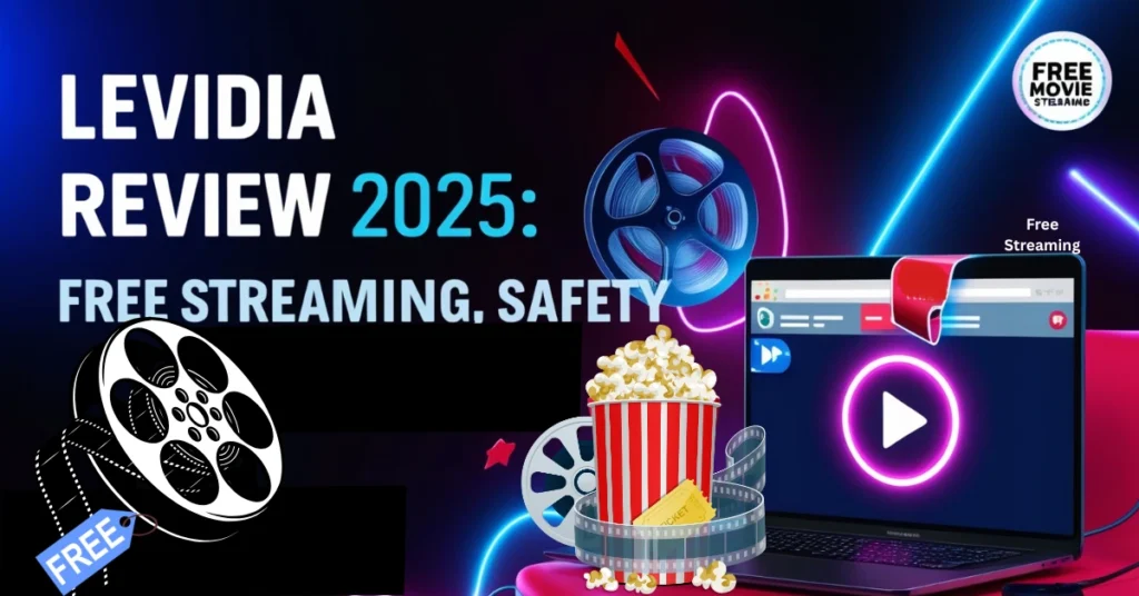 Levidia Review 2025 banner with streaming and movie icons